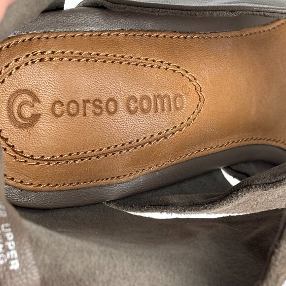 Corso Como Taupe Stacked Heel Open Toe Leather/Suede Booties Size 8M Like New - Picture 11 of 15